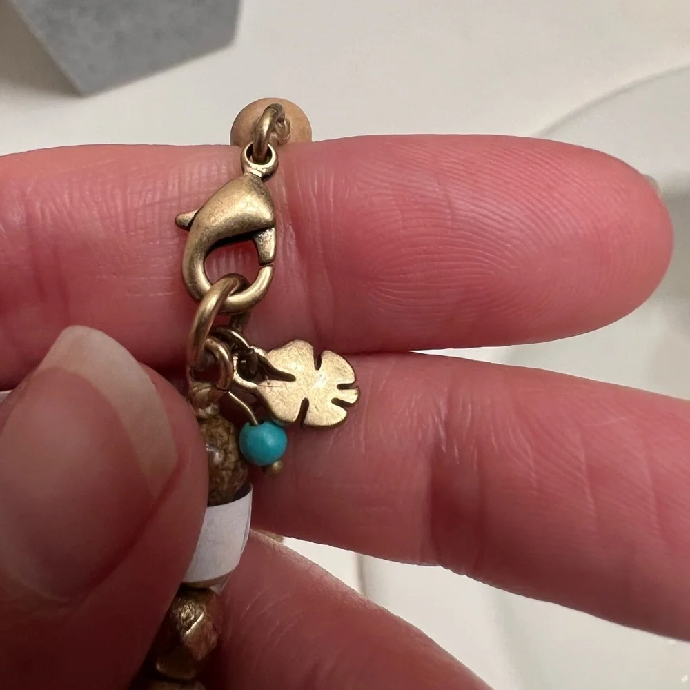 Lucky Brand Wood and brass bead Lariat necklace longer length. Beautiful! - Picture 7 of 7